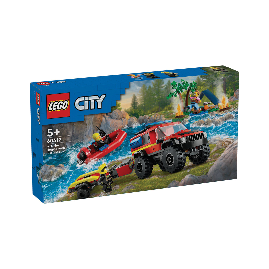 Lego 60412 City Fire 4x4 Truck With Rescue Boat
